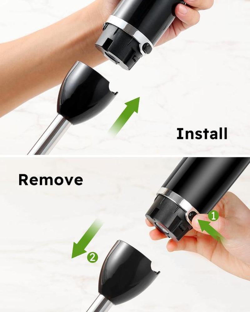 Sangcon 3-In-1 Hand Blender,400W Electric Immersion Blender,Dual-Speed Efficiency, Stainless Steel Blade Stick Mixer with Whisk, Milk Frother Attachments - Black,For Baby Food, Smoothies,Liebe&Lecker Soup Blender