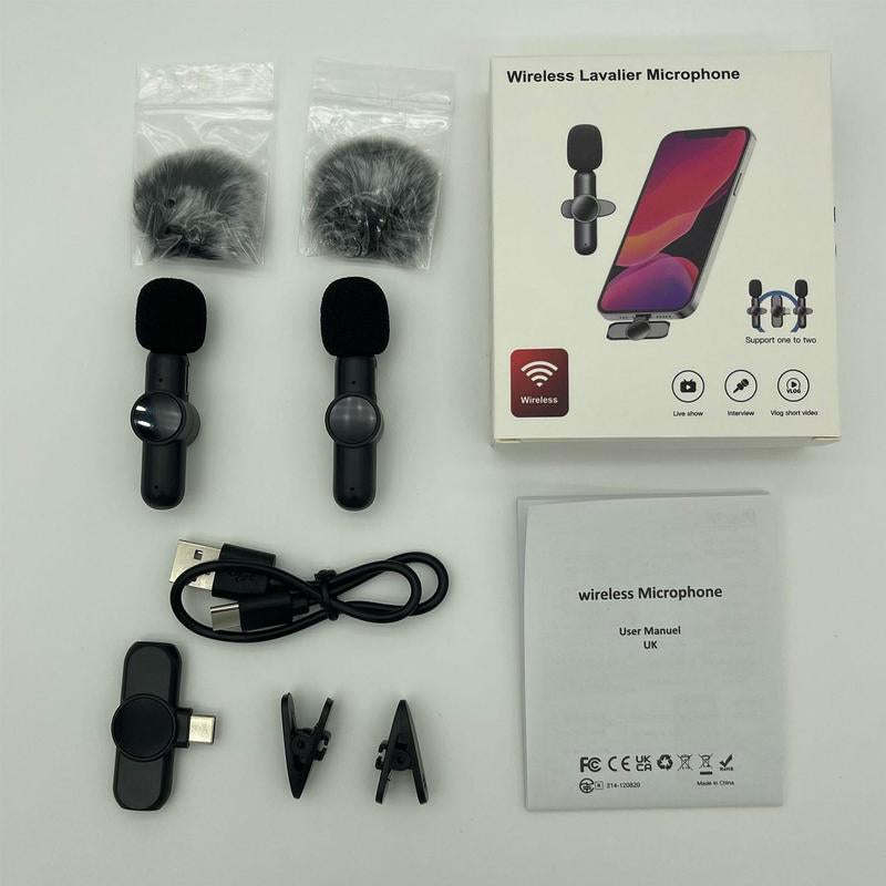 Portable Wireless Lavalier Microphone, 1 Set Professional Wireless Collar Clip Mic for Iphone & Android Phone, Plug-Play Lapel Mic for Video Recording, Teaching, Interviews, Podcast, Tiktok & Vlog, Gift