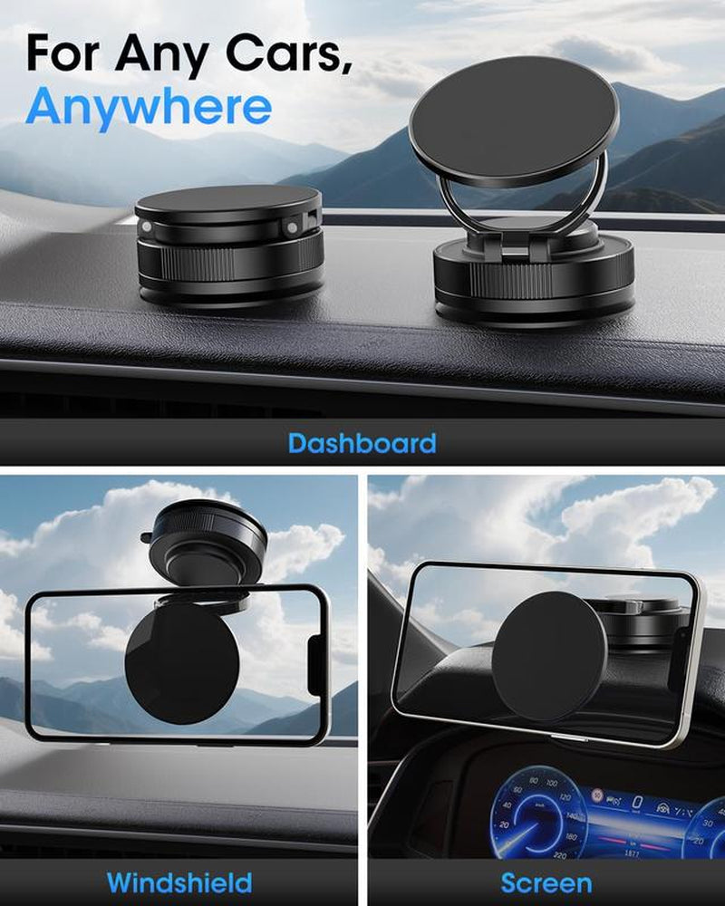 360 Degree Adjustable Vacuum Magnetic Cell Phone Holder - Powerful Suction Cup Mount, Suitable for Car/Mirror and Gym, Universal Fit for Iphone11 and above Models