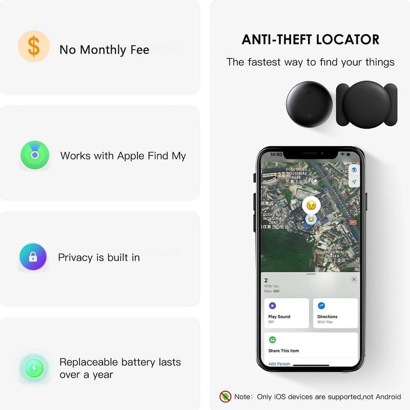 【Free.Ship】Gps Tracker for Car, Portable Mini Tracker Device with Weatherproof Magnetic Case-Hidden GPS Trackers,Anti-Lost Device, Global Coverage Location Tracker,Works with Apple Find My ( IOS Only), for Apple Iphone & Android