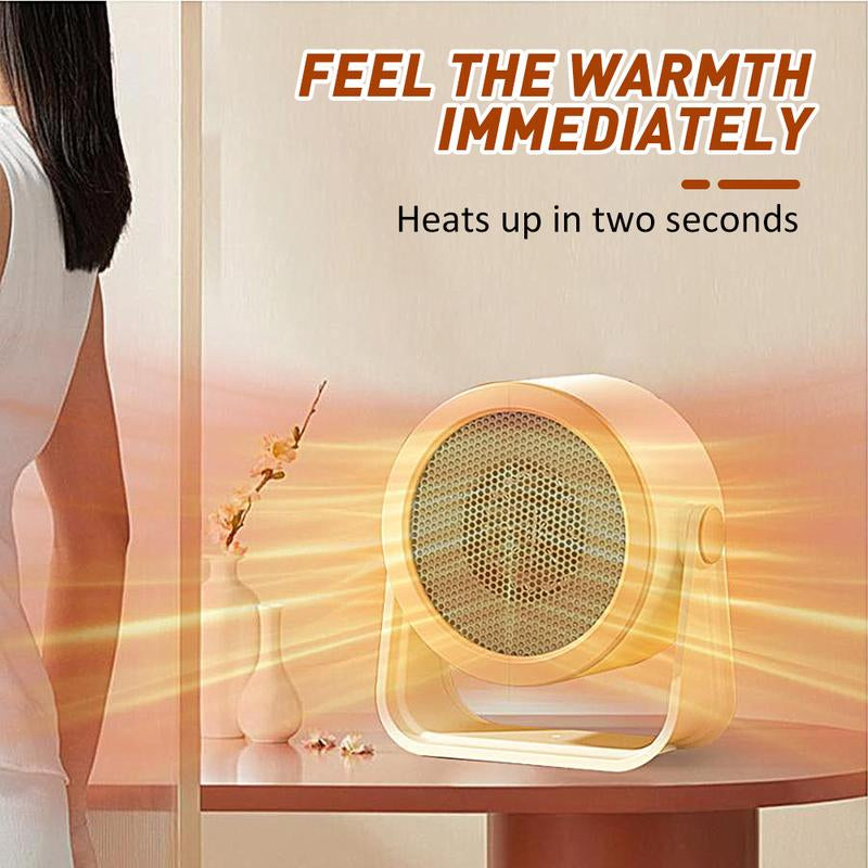 Small Portable Space Heater – Indoor Electric Mini Table Heater, Overheat & Tipping Protection for Office Garage Home