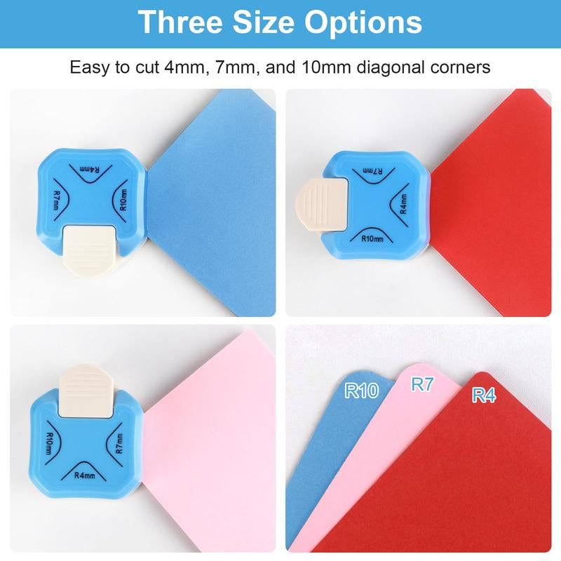 Paper Corner Rounder Punch, Corner Punch Corner Cutter Rounder for Cardstock, 3 in 1 (R4Mm, R7Mm, R10Mm) round Corners Cutter for Crafts, Card Making, Scrapbook Supplies
