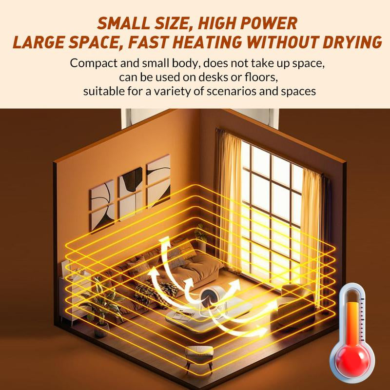 Small Portable Space Heater – Indoor Electric Mini Table Heater, Overheat & Tipping Protection for Office Garage Home