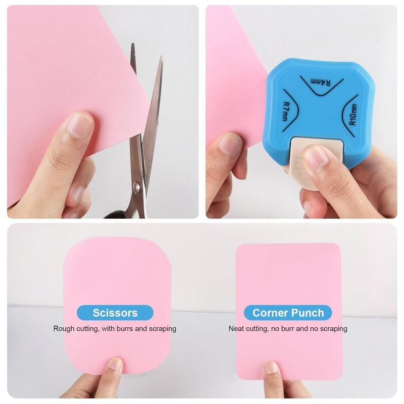 Paper Corner Rounder Punch, Corner Punch Corner Cutter Rounder for Cardstock, 3 in 1 (R4Mm, R7Mm, R10Mm) round Corners Cutter for Crafts, Card Making, Scrapbook Supplies