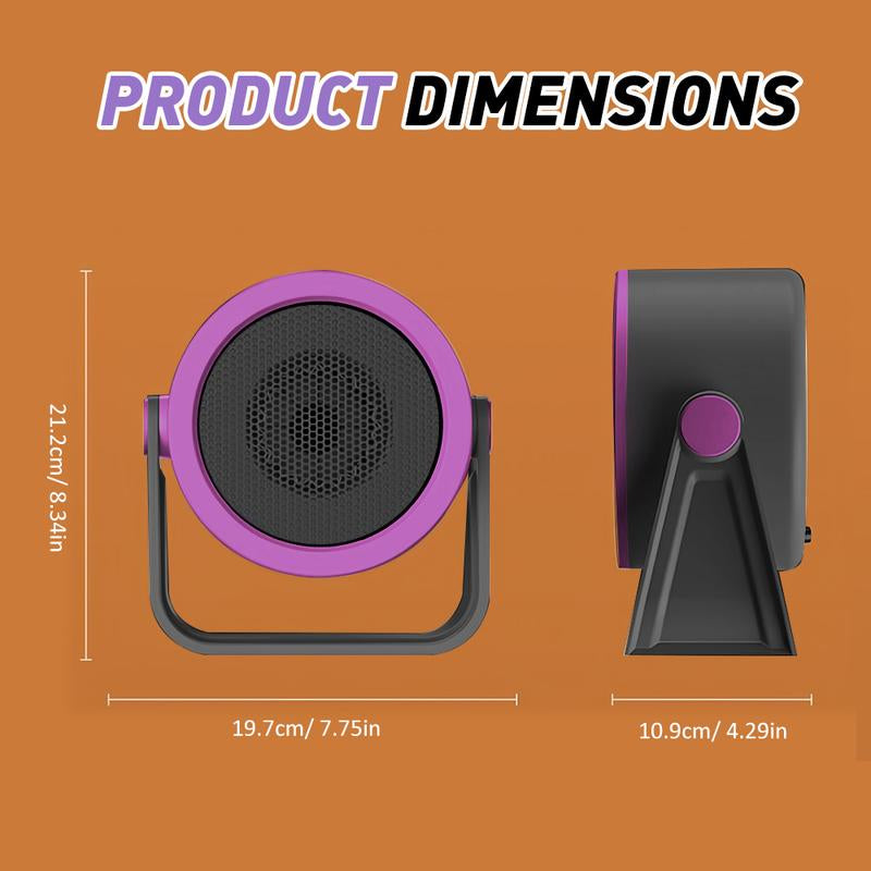 Small Portable Space Heater – Indoor Electric Mini Table Heater, Overheat & Tipping Protection for Office Garage Home