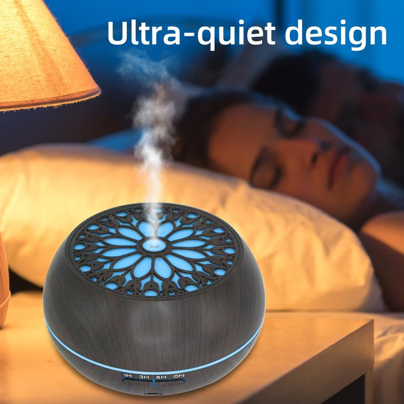 Aromatherapy Diffuser Set: 550ml Essential Oil Diffuser with Remote Control, 6 Fragrance Oils, 7 Color LED Lights, and Auto Shut-Off Feature - Ideal Gift for Holidays, Birthdays, and Self-Care