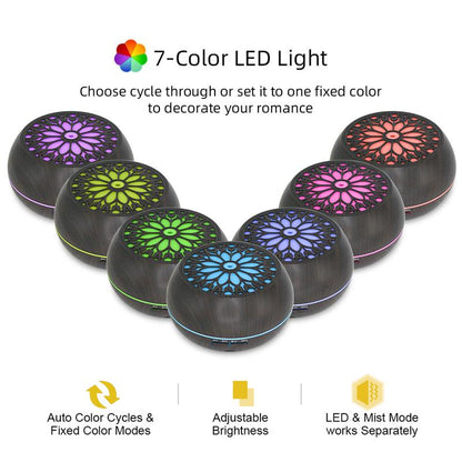 Aromatherapy Diffuser Set: 550ml Essential Oil Diffuser with Remote Control, 6 Fragrance Oils, 7 Color LED Lights, and Auto Shut-Off Feature - Ideal Gift for Holidays, Birthdays, and Self-Care