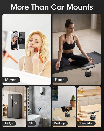 360 Degree Adjustable Vacuum Magnetic Cell Phone Holder - Powerful Suction Cup Mount, Suitable for Car/Mirror and Gym, Universal Fit for Iphone11 and above Models