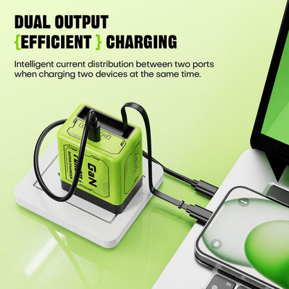 Gan Charger Compatible with 120W Fast Charger with Retractable Type-C and Ligting Cable,Portable Adapter for Iphone 16, Ipad, Macbook, Multi-Device Fast Charging, Folding Charing Cellphone Electronic