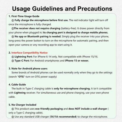 Portable Wireless Lavalier Microphone, 1 Set Professional Wireless Collar Clip Mic for Iphone & Android Phone, Plug-Play Lapel Mic for Video Recording, Teaching, Interviews, Podcast, Tiktok & Vlog, Gift